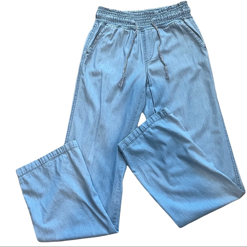 SO Wide Leg Smocked Waist Beach Cruiser Pants Soft Blue Size S fit like XS